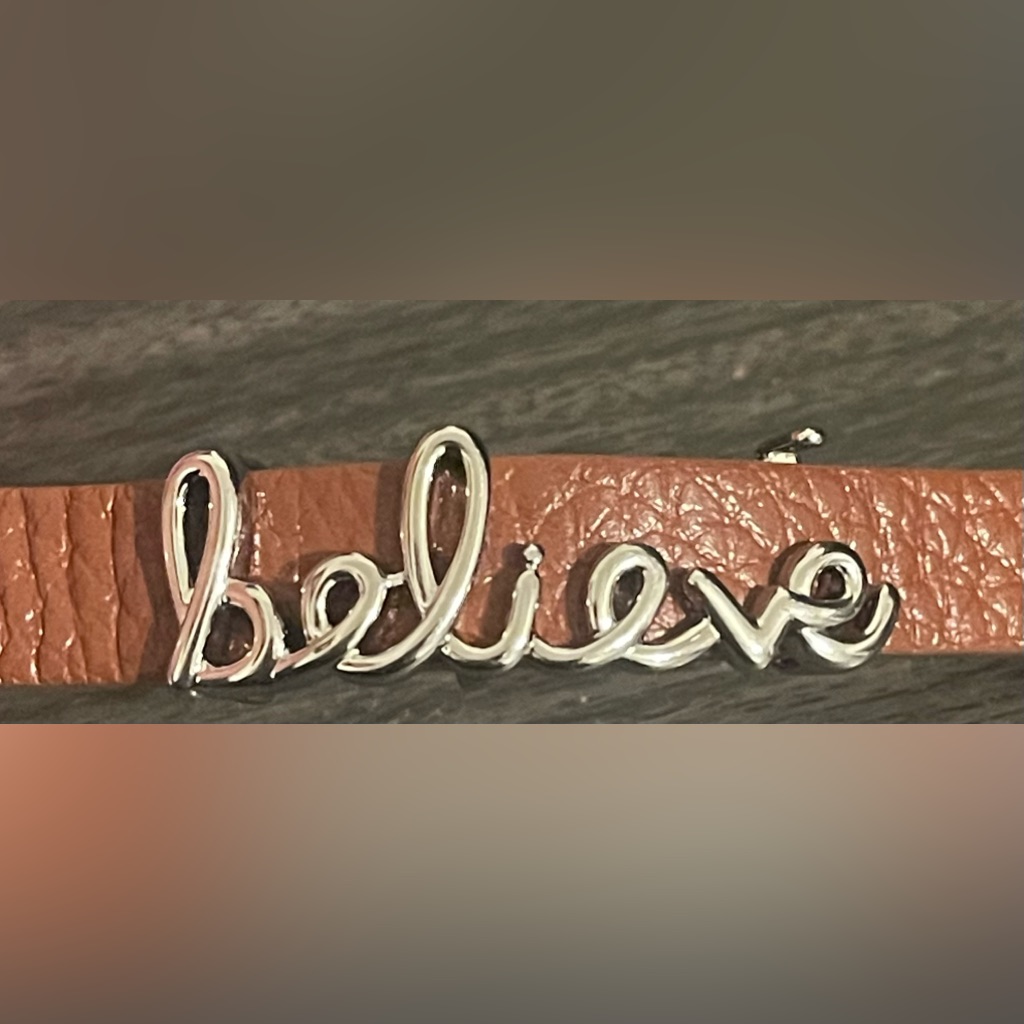 Script Believe Charm Silver